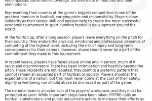 官方：FIFPRO呼吁各方联合行动，保护球员免受各类的恶意侵害行为